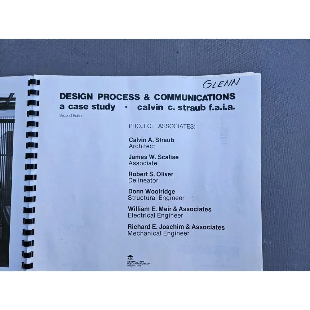 Calvin C. Straub Design Process & Communications Spiral Bound Architecture Vint…